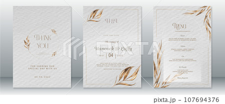 Golden wedding invitation card template luxury design  107694376