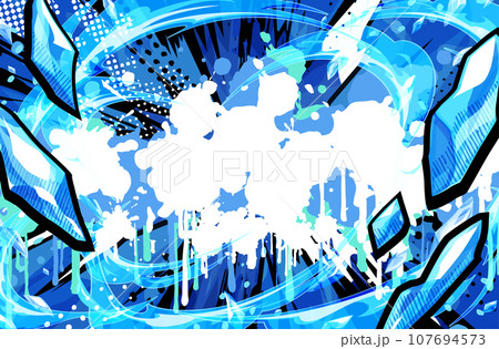 アメコミ風_氷の粒と斬撃のエフェクトの背景 107694573