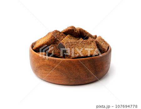 Rye Croutons, Brown Bread Rusks, Crispy Bread Cubes, Dry Rye Crouoton Crumbs, Brown Roasted Rusks Rye Croutons, Brown Bread Rusks, Crispy Bread Cubes, Dry Rye Crouoton Crumbs, Brown Roasted Rusks 107694778