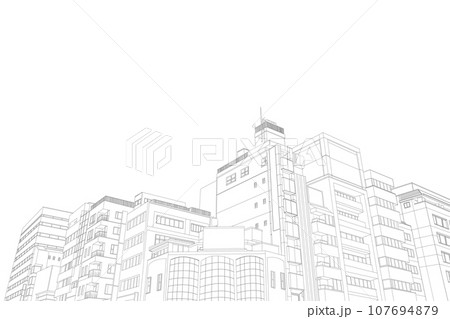 ビル背景線画 107694879