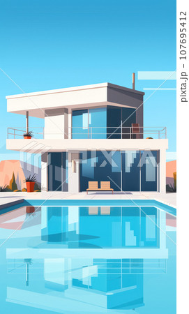 villa in a minimalist cubic style villa in a minimalist cubic style 107695412
