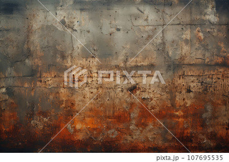 Dark worn rusty metal texture background. Generative AI 107695535
