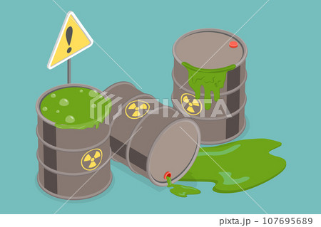 3D Isometric Flat Vector Conceptual Illustration of Radioactive Contamination 107695689