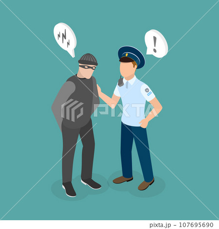 3D Isometric Flat Vector Conceptual Illustration of Security Guard 107695690