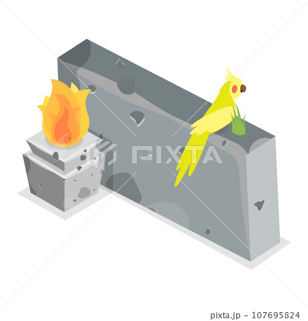 3D Isometric Flat Vector Set of Jungle Stone Signs. Item 2 3D Isometric Flat Vector Set of Jungle Stone Signs. Item 2 107695824