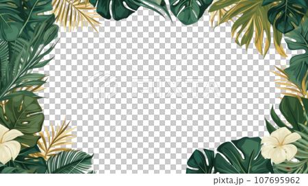 Tropical foliage border with space for text 107695962