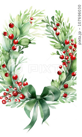 Watercolor Mistletoe Wreath Personalized Kitchen Towels