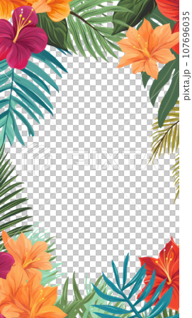 Tropical foliage border with space for text 107696035