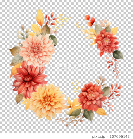 A Gorgeous Floral Border Background for Autumn Featuring A Gorgeous Floral Border Background for Autumn Featuring 107696142
