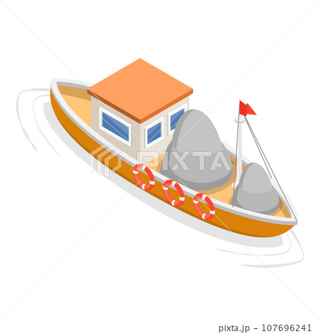 3D Isometric Flat Vector Set of Boats. Item 1 107696241