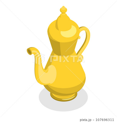 3D Isometric Flat Vector Set of Arabic Teapot. Item 2 107696311