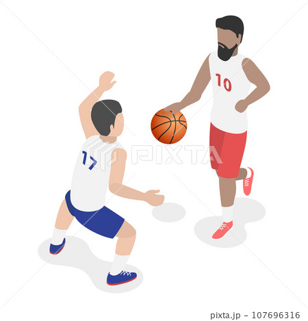 3D Isometric Flat Vector Set of Basketball...のイラスト素材