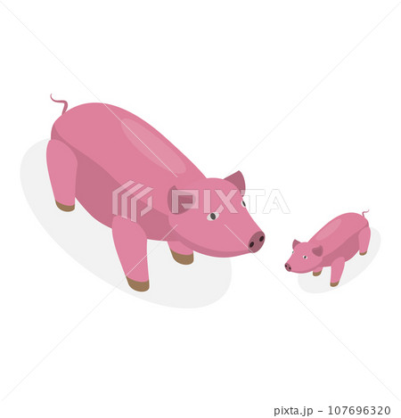 3D Isometric Flat Vector Set of Farm Animal Families. Item 5 3D Isometric Flat Vector Set of Farm Animal Families. Item 5 107696320
