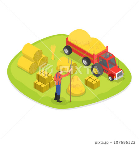 3D Isometric Flat Vector Set of Agriculture Scenes. Item 1 107696322