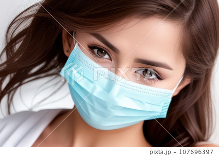 Medical nurse or Doctor and Health Care, Portrait of medical specialist in mask in Examination Room. Medicine Female Doctors Wearing Face Mask and Cap for Patients Surgery Work. Medic Hospital. AI Medical nurse or Doctor and Health Care, Portrait of medical specialist in mask in Examination Room. Medicine Female Doctors Wearing Face Mask and Cap for Patients Surgery Work. Medic Hospital. AI 107696397