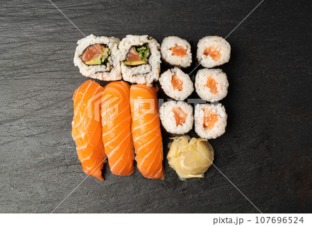 Sushi Set, Susi Rolls Lunch, Nori Maki, Nigiri Sushi Roll Sushi Set, Susi Rolls Lunch, Nori Maki, Nigiri Sushi Roll 107696524