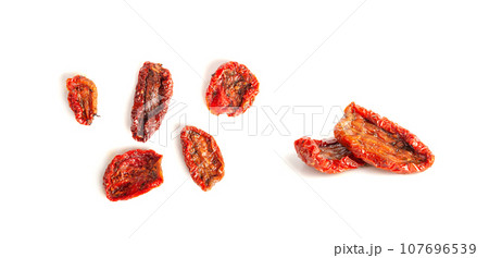Dry Tomatoes, Sun Dried Pomodoro, Dehydrated Tomato In Olive Oil, Cured Sundried Vegetable Slices Dry Tomatoes, Sun Dried Pomodoro, Dehydrated Tomato In Olive Oil, Cured Sundried Vegetable Slices 107696539