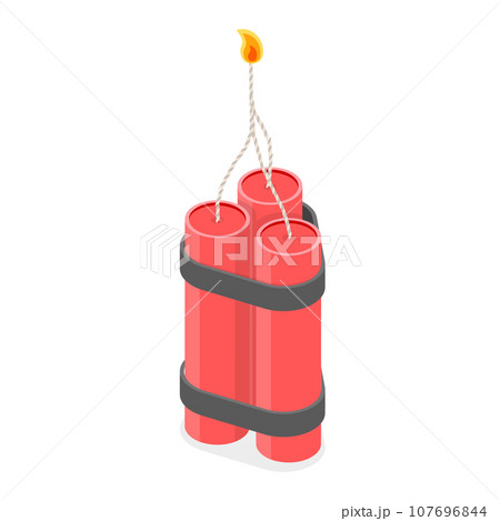3D Isometric Flat Vector Set of Bombs And Dynamites. Item 3 3D Isometric Flat Vector Set of Bombs And Dynamites. Item 3 107696844