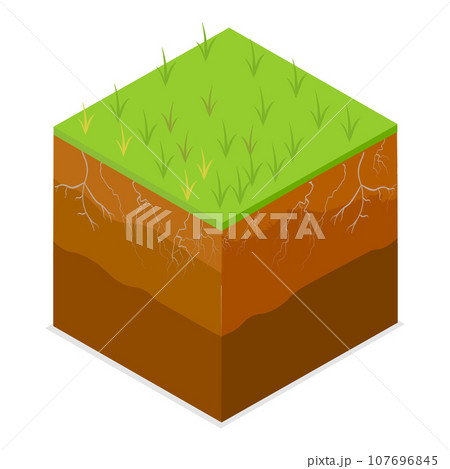 3D Isometric Flat Vector Set of Different Soil Layers. Item 2 3D Isometric Flat Vector Set of Different Soil Layers. Item 2 107696845