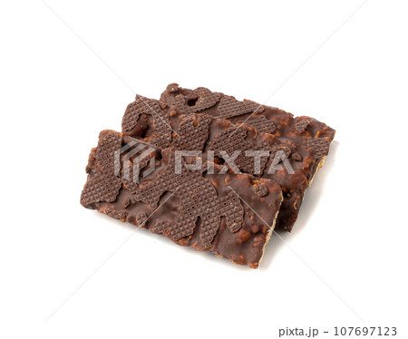 Nut Bar Isolated, Energy Snack with Nuts, Chocolate Muesli Dessert, Protein Candy Bar, Fitness Breakfast 107697123