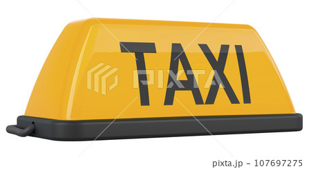 Taxi car signboard, 3D rendering 107697275