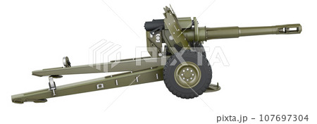 Howitzer, side view. 3D rendering 107697304
