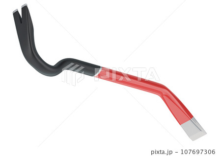 Crowbar, Pry Bar with Angled Chisel End, Forged Steel Construction. 3D rendering 107697306
