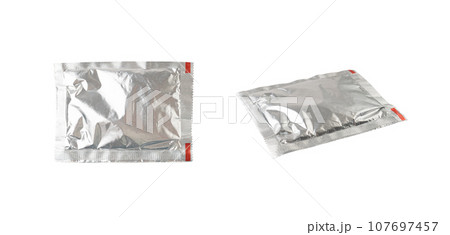 Seasoning Powder Package Isolated, Square Foil Bag, Powder Seasoning, Dry Msg, Instant Noodle Soup 107697457