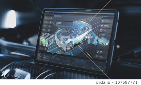 Program for car diagnostic with 3D virtual electric vehicle prototype 107697771