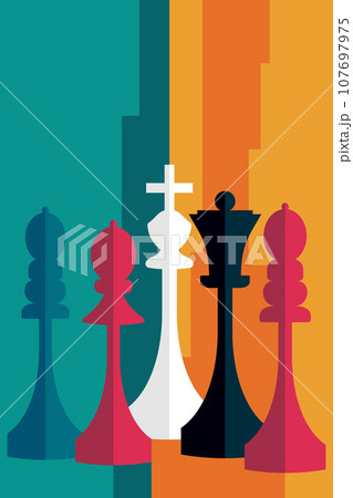 Chess poster with chess pieces and place for text 107697975