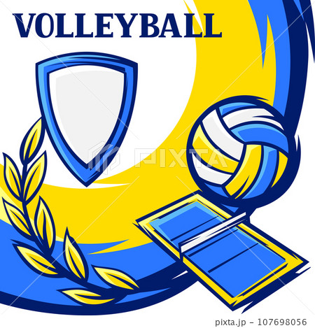 Background with volleyball items. Sport club illustration. Background with volleyball items. Sport club illustration. 107698056
