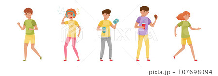 People Characters Relieve Stress and Relax Vector Set 107698094