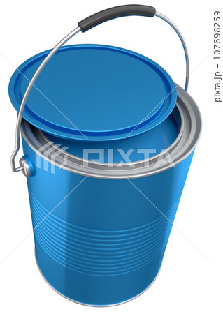 Open metal can or buckets of paint with handle on white background. Open metal can or buckets of paint with handle on white background. 107698259