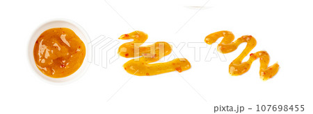 Mango Chutney, Sweet Orange Chili Paste, Mango Chilli Sauce on White 107698455