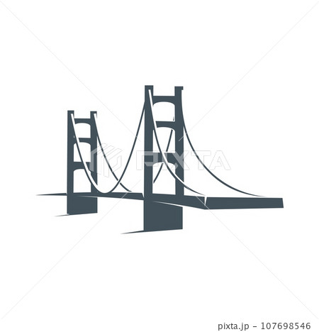 Bridge icon, architecture, building or transportation and construction company vector sign. Bridge silhouette symbol for insurance or investment business, communication technology, travel and industry 107698546