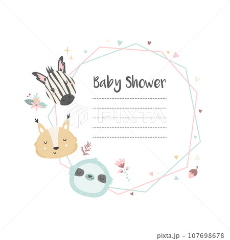 Baby Shower Invitation with cute animals 107698678