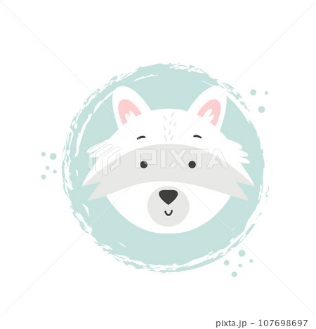 Raccoon hand drawn face. Vector character. 107698697
