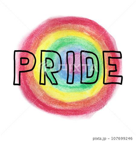 Pride word on LGBTQ rainbow circle background 107699246