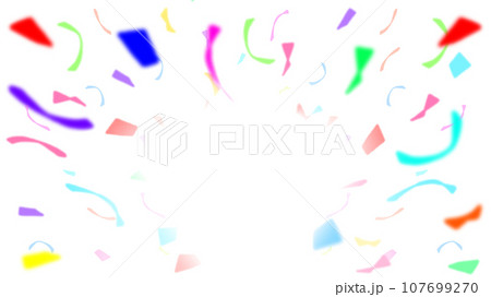 カラフルな紙吹雪が舞うフレームイラスト【コピースペースあり】【16:9】 107699270