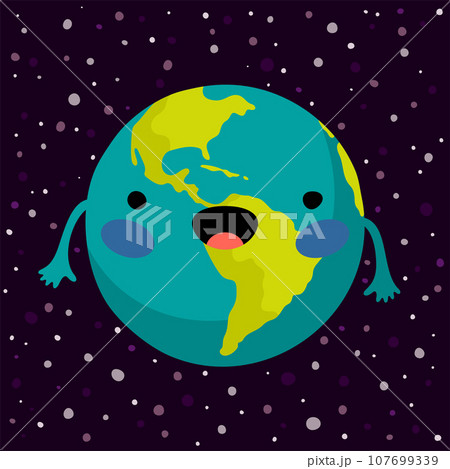 The cute cartoon Earth planet vector illustration 107699339