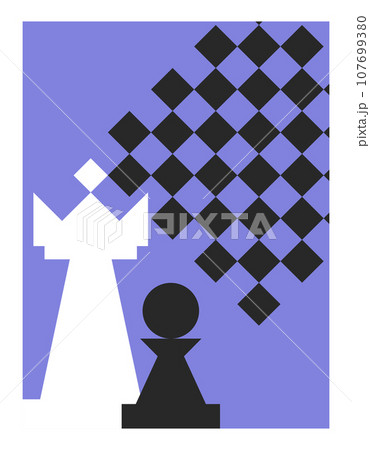 Chess print design. Chess queen and pawn. Chess print design. Chess queen and pawn. 107699380