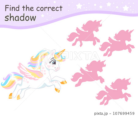 Find correct shadow romantic funny unicorn vector Find correct shadow romantic funny unicorn vector 107699459