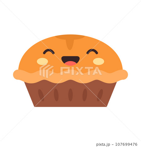 Cute cartoon pumpkin pie vector illustration 107699476