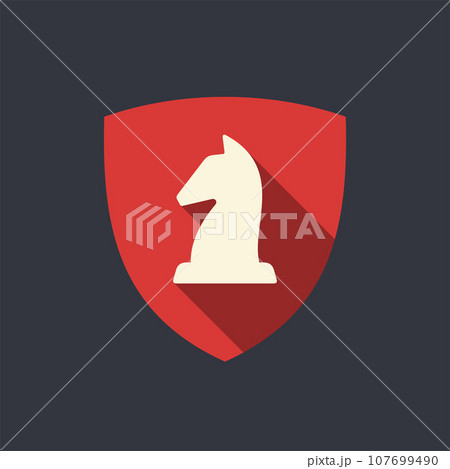 Shield with chess knight vector illustration Shield with chess knight vector illustration 107699490