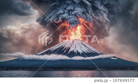 富士山大噴火イメージ　AI生成画像 107699577
