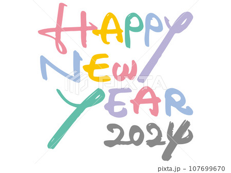 年賀状の手書き文字素材。HAPPY NEW YEAR 2024。 年賀状の手書き文字素材。HAPPY NEW YEAR 2024。 107699670