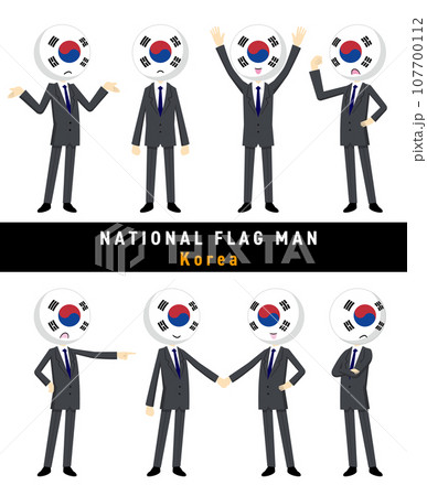 韓国の国旗を擬人化したキャラクターセット 韓国の国旗を擬人化したキャラクターセット 107700112