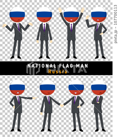 Character set personifying the Russian flag 107700113