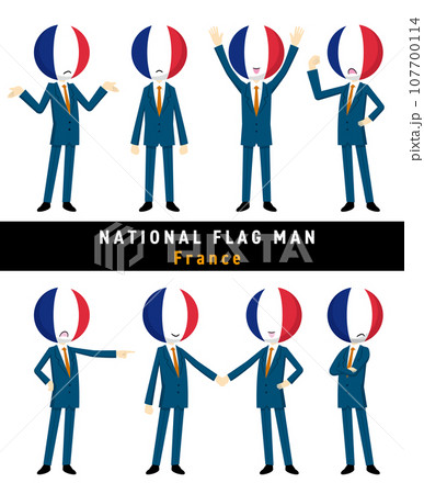 フランスの国旗を擬人化したキャラクターセット 107700114