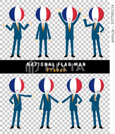 フランスの国旗を擬人化したキャラクターセット 107700114